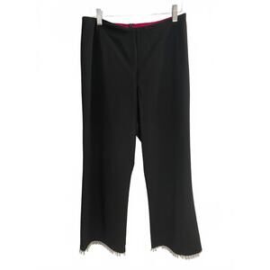 Trina Turk Black Flare Pants with Tassel Detail, Size 8